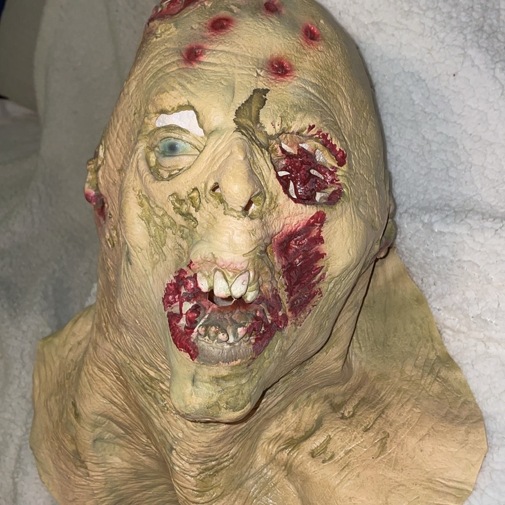 Latex Full Zombie Head Mask with Neck Covered!